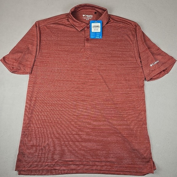 Columbia Golf Men's Short Sleeve Button Polo SIZE XL Red Stripes - Picture 1 of 10